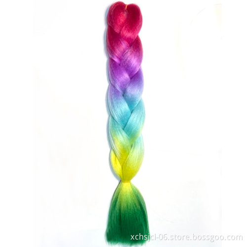 New Color Hot Sale Jumbo Braiding Hair Extensions Braiding Hair Ombre Multiple Tone Colored Synthetic Hair for Girl